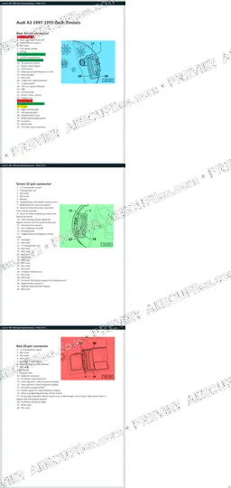 Watermarked preview of Audi A3 1997 1999 Dash Pinouts Reference