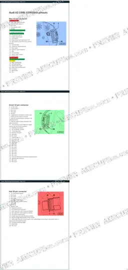 Watermarked preview of Audi A3 1998 1999 Dash Pinouts Reference