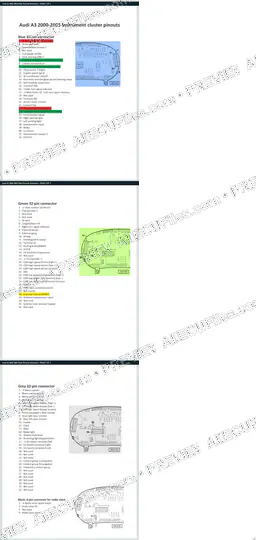 Watermarked preview of Audi A3 2000 2005 Dash Pinouts Reference