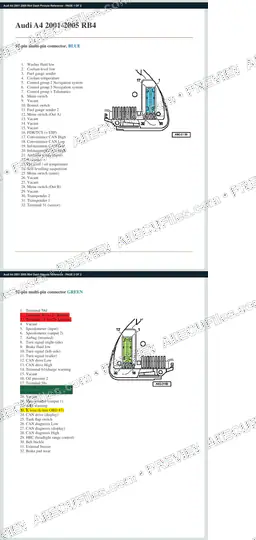 Watermarked preview of Audi A4 2001 2005 Rb4 Dash Pinouts Reference