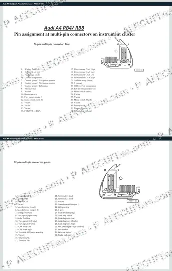 Watermarked preview of Audi A4 Rb8 Dash Pinouts Reference