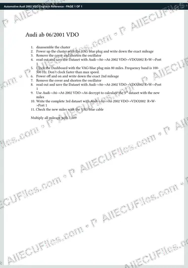 Watermarked preview of Automotive Audi 2002 VDO Englisch Reference