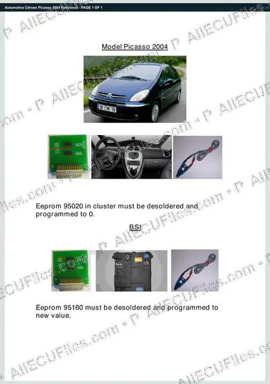 Watermarked preview of Automotive Citroen Picasso 2004 Reference