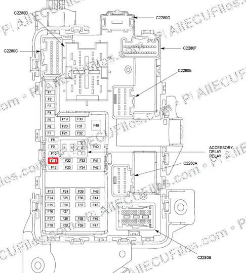 Watermarked preview of Automotive F250 2011 Fuse11 Ipcpwr Reference