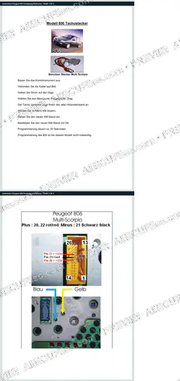 Watermarked preview of Automotive Peugeot 806 Clusterplug Reference