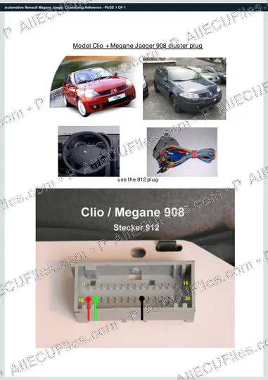 Watermarked preview of Automotive Renault Megane Jaeger Clusterplug Reference
