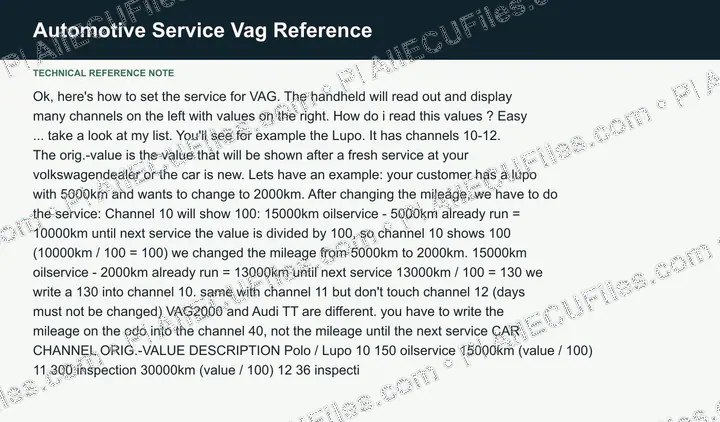 Watermarked preview of Automotive Service Vag Reference