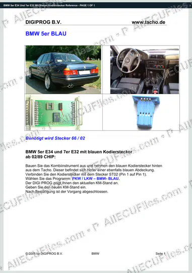 Watermarked preview of BMW 5er E34 Und 7er E32 Mit Blauen Kodierstecker Reference