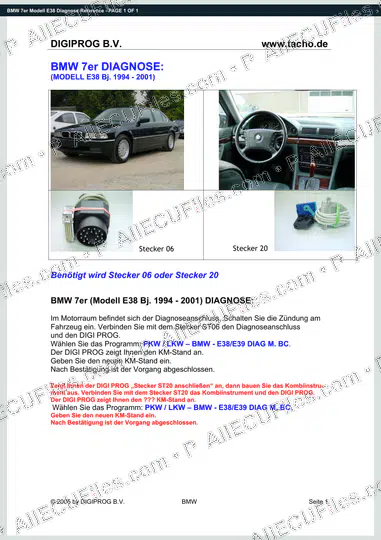 Watermarked preview of BMW 7er Modell E38 Diagnose Reference