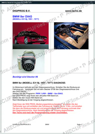 Watermarked preview of BMW 8xx Modell E31 Diag Reference