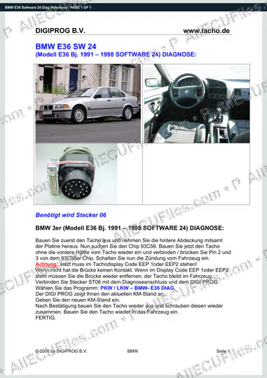 Watermarked preview of BMW E36 Software 24 Diag Reference