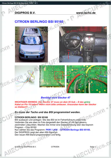 Watermarked preview of Citroen Berlingo BSI 95160 Reference