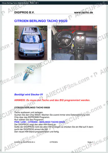 Watermarked preview of Citroen Berlingo Tacho 95020 Reference