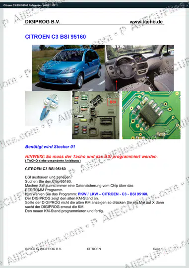 Watermarked preview of Citroen C3 BSI 95160 Reference
