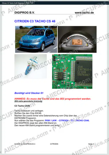 Watermarked preview of Citroen C3 Tacho Cs46 Reference