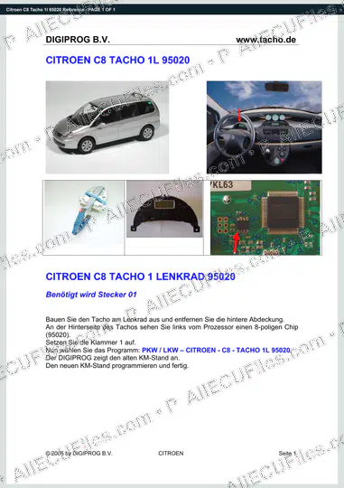 Watermarked preview of Citroen C8 Tacho 1l 95020 Reference