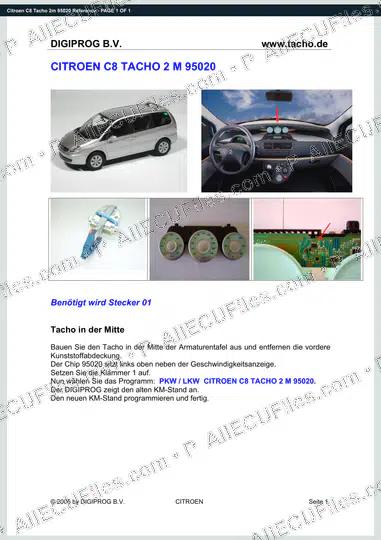 Watermarked preview of Citroen C8 Tacho 2m 95020 Reference