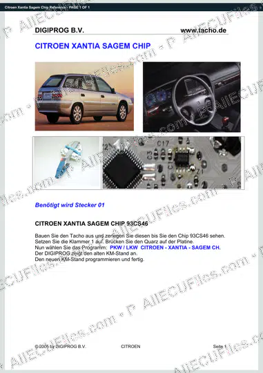 Watermarked preview of Citroen Xantia Sagem Chip Reference