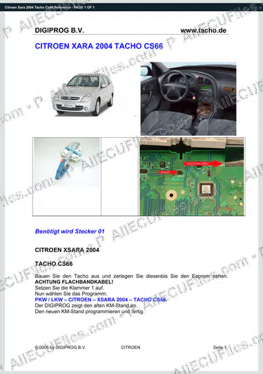 Watermarked preview of Citroen Xara 2004 Tacho Cs66 Reference