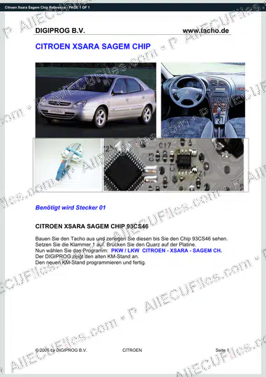 Watermarked preview of Citroen Xsara Sagem Chip Reference