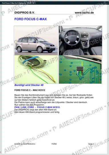Watermarked preview of Ford Focus C Max Hcs12 Reference