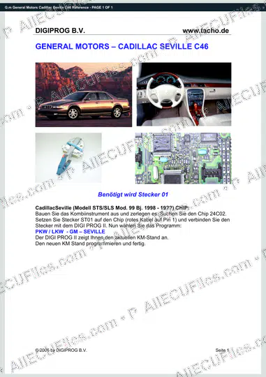 Watermarked preview of G.m General Motors Cadillac Seville C46 Reference