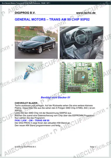 Watermarked preview of G.m General Motors Trans Am 99 Chip 95p02 Reference