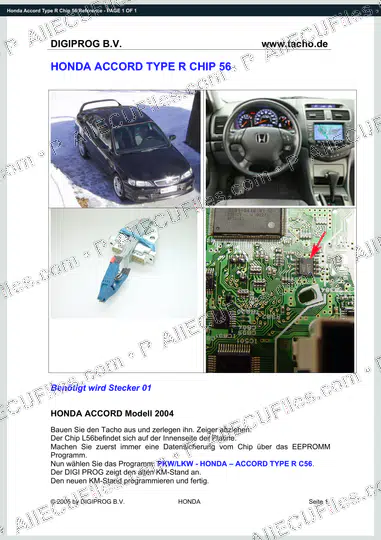 Watermarked preview of Honda Accord Type R Chip 56 Reference