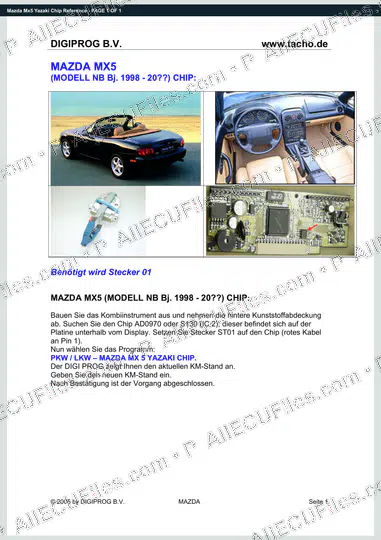 Watermarked preview of Mazda Mx5 Yazaki Chip Reference