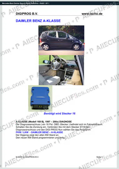 Watermarked preview of Mercedes-Benz Daimler Benz A Klasse Reference