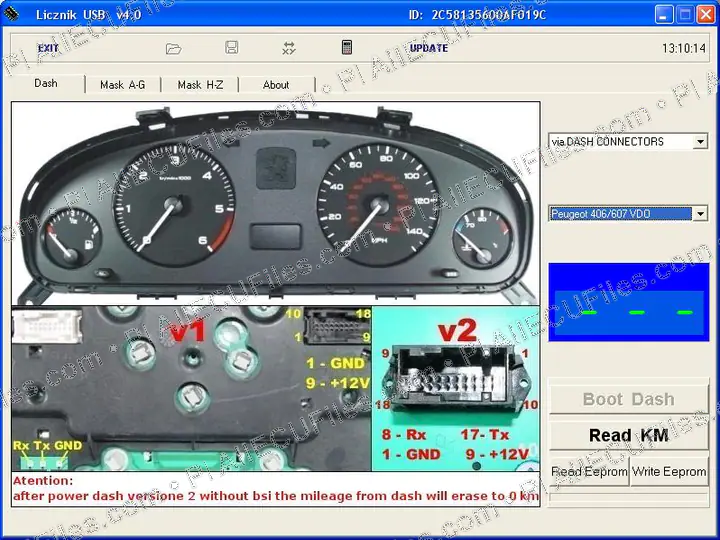 Watermarked preview of Peugeot Licznik4 406and607 Viadashconnect Reference