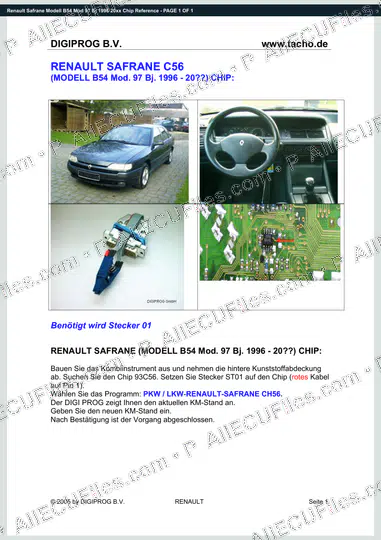 Watermarked preview of Renault Safrane Modell B54 Mod 97 Bj 1996 20xx Chip Reference