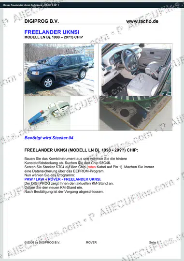 Watermarked preview of Rover Freelander Uknsi Reference