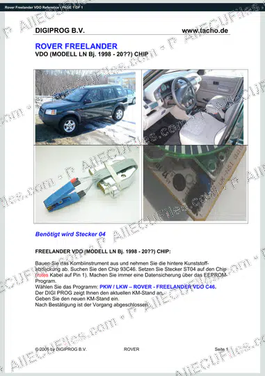 Watermarked preview of Rover Freelander VDO Reference