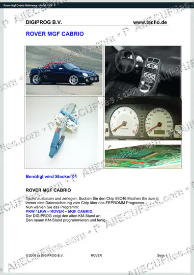 Watermarked preview of Rover Mgf Cabrio Reference