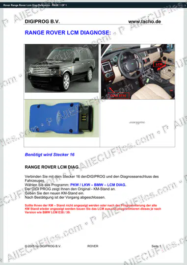 Watermarked preview of Rover Range Rover Lcm Diag Reference