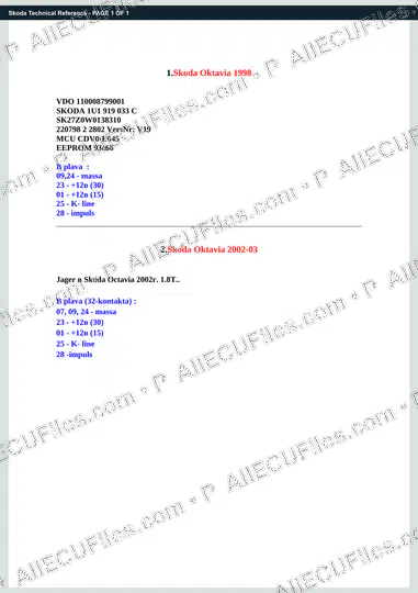 Watermarked preview of Skoda Technical Reference