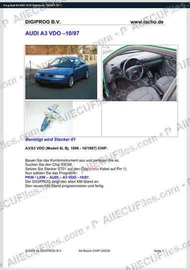 Watermarked preview of V.a.g Audi A3 VDO 10 97 Reference