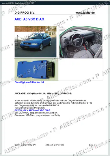 Watermarked preview of V.a.g Audi A3 VDO Diag Reference