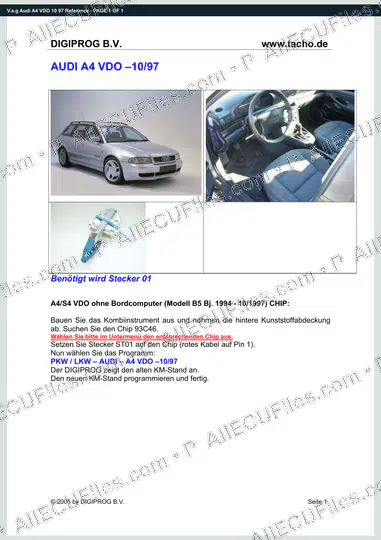 Watermarked preview of V.a.g Audi A4 VDO 10 97 Reference
