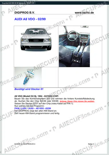 Watermarked preview of V.a.g Audi A8 VDO 02 99 Reference