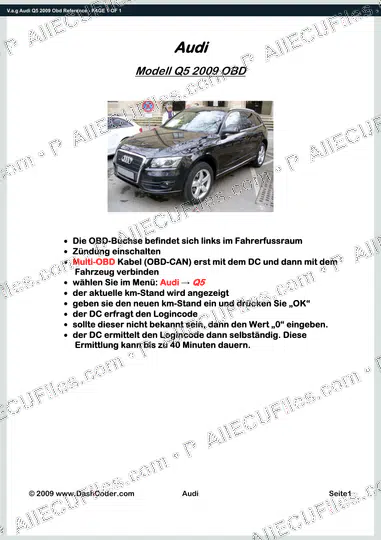 Watermarked preview of V.a.g Audi Q5 2009 Obd Reference