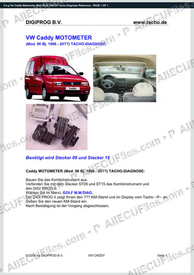 Watermarked preview of V.a.g Vw Caddy Motometer Mod 96 Bj 1996 20 Tacho Diagnose Reference