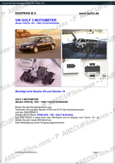 Watermarked preview of V.a.g Vw Golf 3 Mm Tachodiagnose Reference