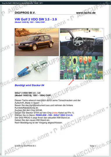 Watermarked preview of V.a.g Vw Golf 3 VDO Sw3 5 3 9chip Reference