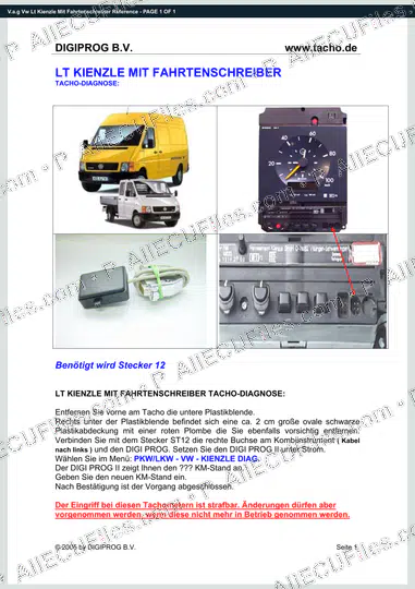 Watermarked preview of V.a.g Vw Lt Kienzle Mit Fahrtenschreiber Reference