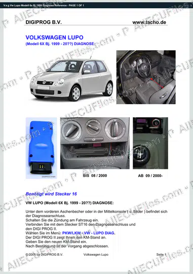 Watermarked preview of V.a.g Vw Lupo Modell 6x Bj 1999 Diagnose Reference