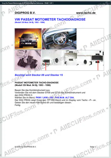 Watermarked preview of V.a.g Vw Passat Mototometer M M Tachodiagnose Reference