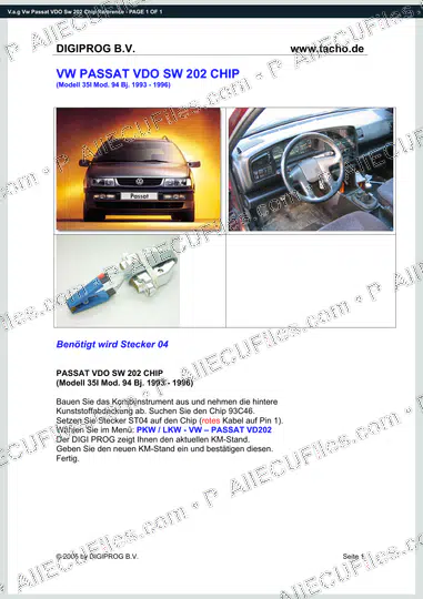 Watermarked preview of V.a.g Vw Passat VDO Sw 202 Chip Reference