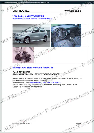 Watermarked preview of V.a.g Vw Polo 3 Motometer Bj 1994 1997 Tachodiagnose Reference